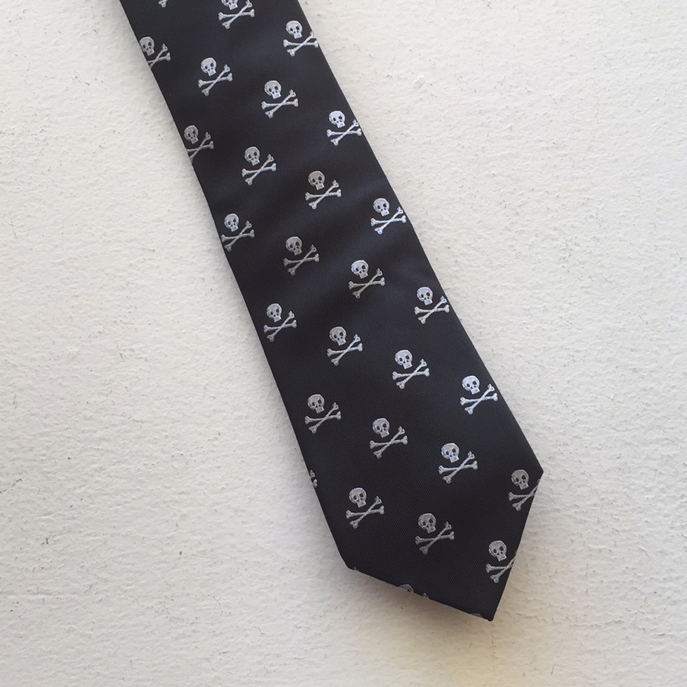 Vintage Canterbury Skull and Crossbones Black Tie